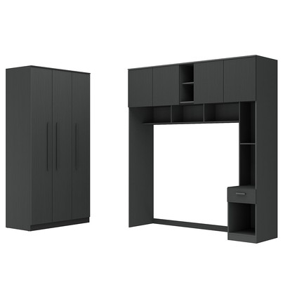 Guarda-Roupa Casal Modulado Lugano 7 Portas 3 Gavetas Grafite - Hecol Móveis