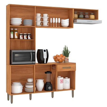 Cozinha Compacta Nina 6 Portas 1 Gaveta Cinamomo/Off White - Fellicci