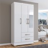 Guarda-Roupa Solteiro Florença 3 Portas 2 Gavetas com Espelho Branco - Pnr Móveis