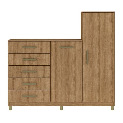 Cômoda Chicago 2 Portas 5 Gavetas Mel - Fellicci