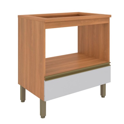 Balcão de Cozinha para Cooktop Macadâmia 1 Gaveta Freijó/Branco - Telasul