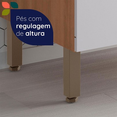 Balcão de Cozinha para Cooktop Macadâmia 1 Gaveta Freijó/Branco - Telasul