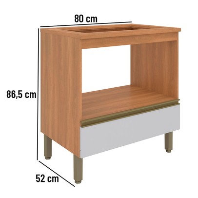 Balcão de Cozinha para Cooktop Macadâmia 1 Gaveta Freijó/Branco - Telasul