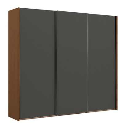 Guarda-Roupa Casal Castelar 3 Portas 4 Gavetas Canela/Grafite - Kappesberg