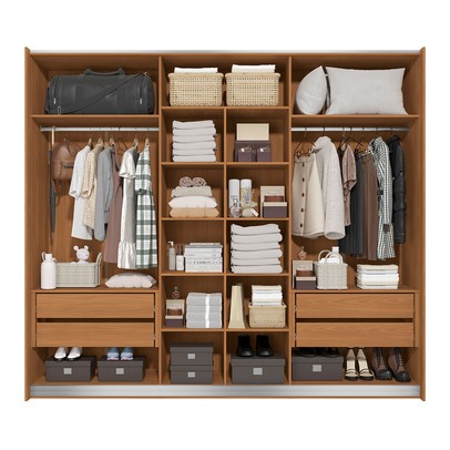 Guarda-Roupa Casal Castelar 3 Portas 4 Gavetas Canela/Grafite - Kappesberg