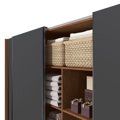 Guarda-Roupa Casal Castelar 3 Portas 4 Gavetas Canela/Grafite - Kappesberg