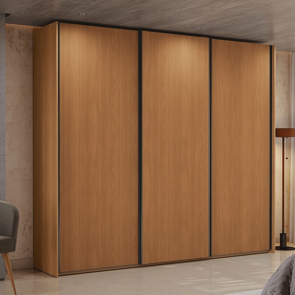 Guarda-Roupa Casal Castelar 3 Portas 4 Gavetas Canela - Kappesberg