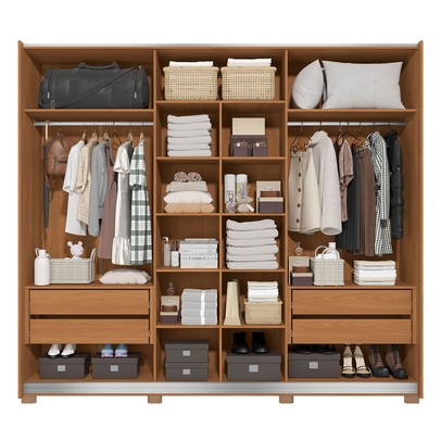 Guarda-Roupa Casal Eloy 3 Portas 4 Gavetas com Espelho Canela - Kappesberg