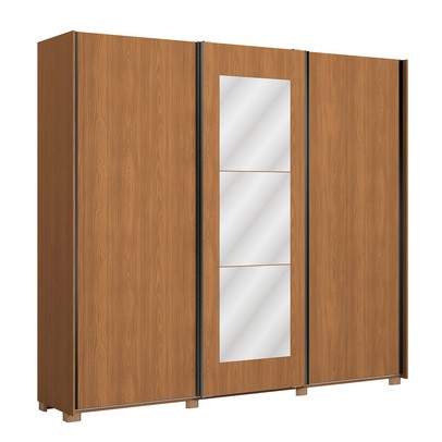 Guarda-Roupa Casal Eloy 3 Portas 4 Gavetas com Espelho Canela - Kappesberg