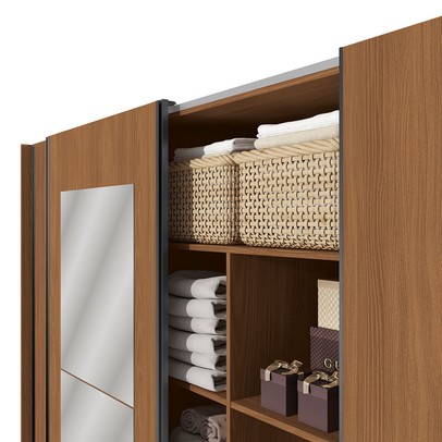 Guarda-Roupa Casal Eloy 3 Portas 4 Gavetas com Espelho Canela - Kappesberg