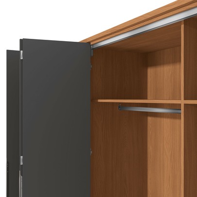 Guarda-Roupa Casal Velasco 6 Portas 4 Gavetas Canela/Grafite - Kappesberg