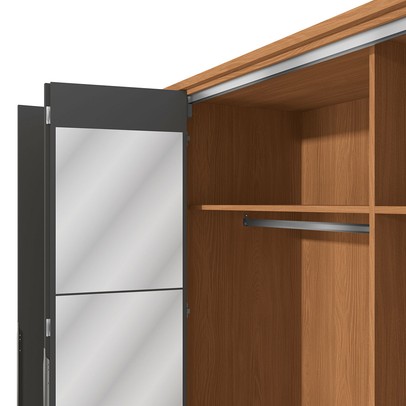 Guarda-Roupa Casal Vernet 6 Portas 4 Gavetas com Espelho Canela/Grafite - Kappesberg