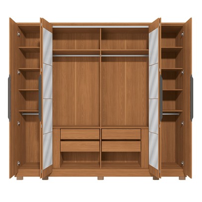 Guarda-Roupa Casal Vernet  6 Portas 4 Gavetas com Espelho Canela - Kappesberg