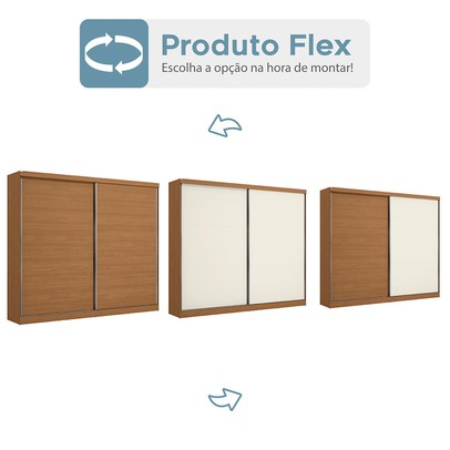 Guarda-Roupa Casal Benito 2 Portas 4 Gavetas Flex Canela/Off White - Kappesberg