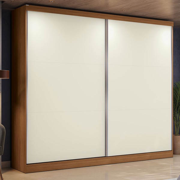 Guarda-Roupa Casal Benito 2 Portas 4 Gavetas Flex Canela/Off White - Kappesberg