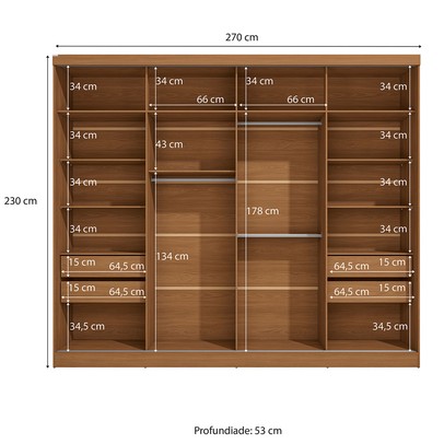 Guarda-Roupa Casal Benito 2 Portas 4 Gavetas Flex Canela/Off White - Kappesberg