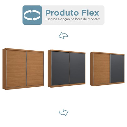 Guarda-Roupa Casal Benito 2 Portas 4 Gavetas Flex Canela/Grafite - Kappesberg