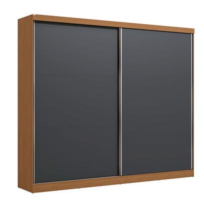 Guarda-Roupa Casal Benito 2 Portas 4 Gavetas Flex Canela/Grafite - Kappesberg