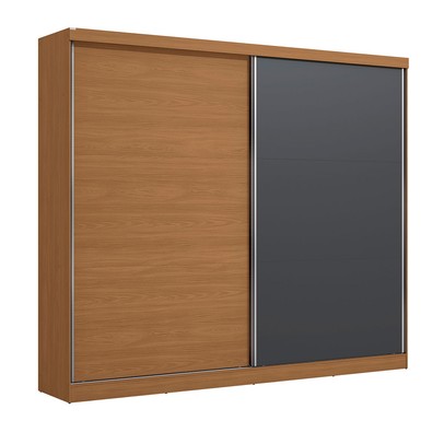 Guarda-Roupa Casal Benito 2 Portas 4 Gavetas Flex Canela/Grafite - Kappesberg