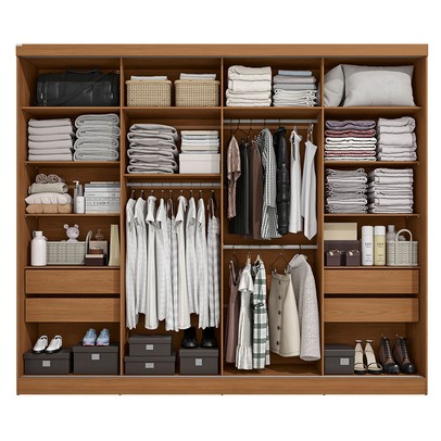 Guarda-Roupa Casal Benito 2 Portas 4 Gavetas Flex Canela/Grafite - Kappesberg