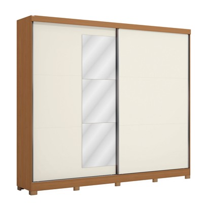 Guarda-Roupa Casal Villard 2 Portas 4 Gavetas com Espelho Flex Canela/Off White - Kappesberg