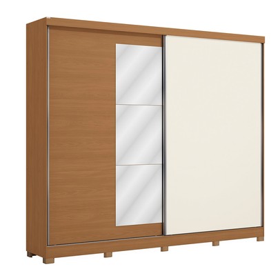 Guarda-Roupa Casal Villard 2 Portas 4 Gavetas com Espelho Flex Canela/Off White - Kappesberg