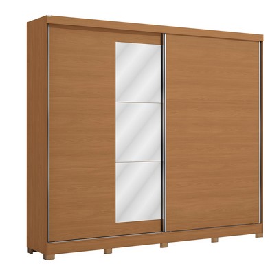 Guarda-Roupa Casal Villard 2 Portas 4 Gavetas com Espelho Flex Canela/Off White - Kappesberg