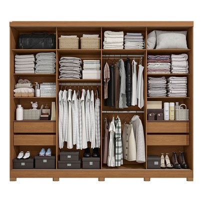 Guarda-Roupa Casal Villard 2 Portas 4 Gavetas com Espelho Flex Canela/Off White - Kappesberg