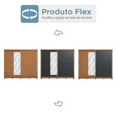 Guarda-Roupa Casal Villard 2 Portas 4 Gavetas com Espelho Flex Canela/Grafite - Kappesberg