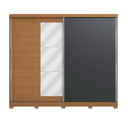 Guarda-Roupa Casal Villard 2 Portas 4 Gavetas com Espelho Flex Canela/Grafite - Kappesberg