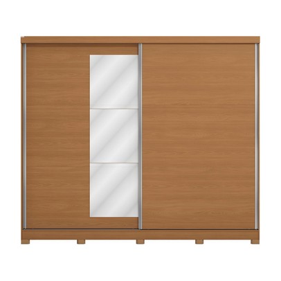 Guarda-Roupa Casal Villard 2 Portas 4 Gavetas com Espelho Flex Canela/Grafite - Kappesberg