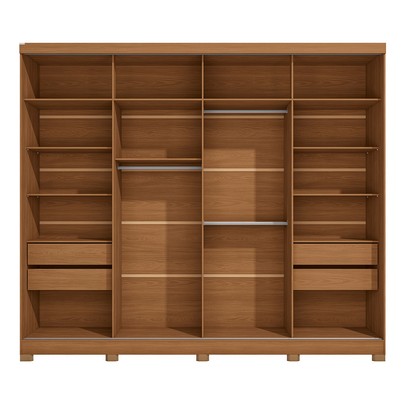 Guarda-Roupa Casal Villard 2 Portas 4 Gavetas com Espelho Flex Canela/Grafite - Kappesberg