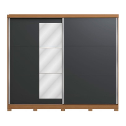 Guarda-Roupa Casal Villard 2 Portas 4 Gavetas com Espelho Flex Canela/Grafite - Kappesberg