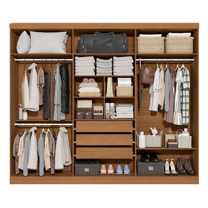 Guarda-Roupa Casal Beaumont 6 Portas 3 Gavetas Canela/Off White - Kappesberg