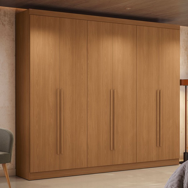 Guarda-Roupa Casal Beaumont 6 Portas 3 Gavetas Canela - Kappesberg