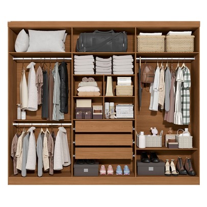 Guarda-Roupa Casal Beaumont 6 Portas 3 Gavetas Canela - Kappesberg