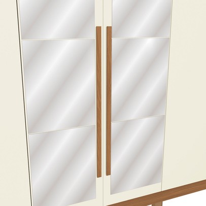 Guarda-Roupa Casal Girard 6 Portas 3 Gavetas com Espelho Canela/Off White - Kappesberg