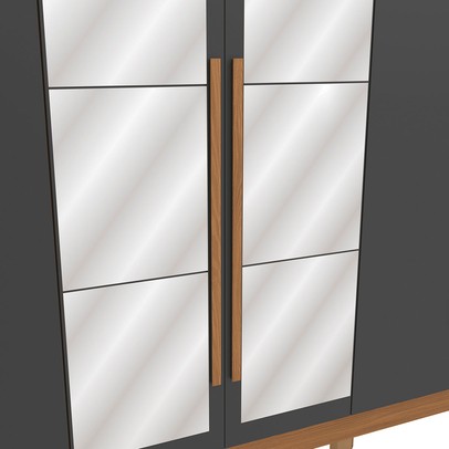 Guarda-Roupa Casal Girard  6 Portas 3 Gavetas com Espelho Canela/Grafite - Kappesberg