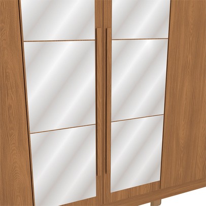 Guarda-Roupa Casal Girard 6 Portas 3 Gavetas com Espelho Canela - Kappesberg