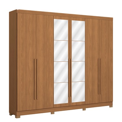 Guarda-Roupa Casal Girard 6 Portas 3 Gavetas com Espelho Canela - Kappesberg