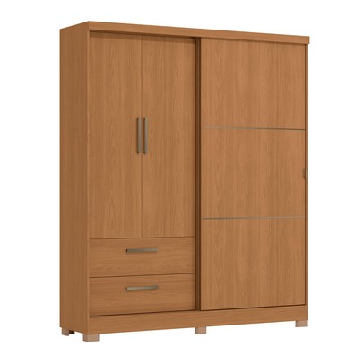 Guarda-Roupa Casal Baume 3 Portas 2 Gavetas Canela - Kappesberg