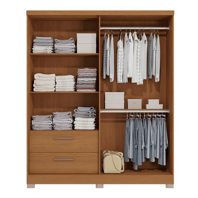 Guarda-Roupa Casal Baume 3 Portas 2 Gavetas Canela - Kappesberg