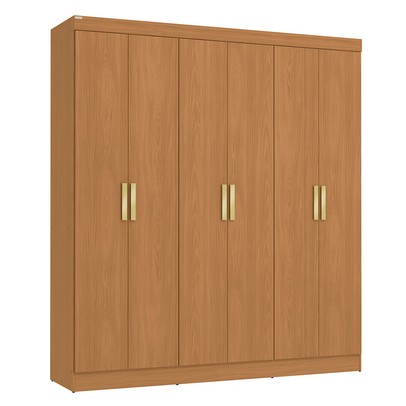 Guarda-Roupa Casal Baume 6 Portas 2 Gavetas Canela - Kappesberg
