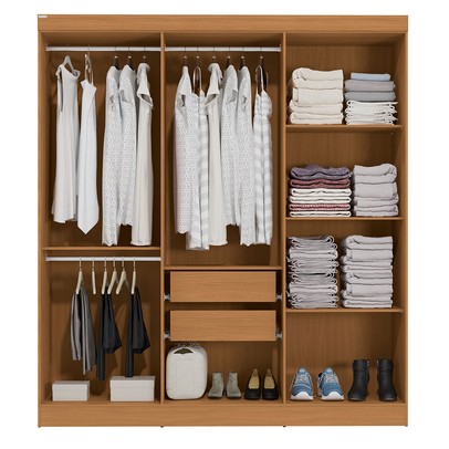Guarda-Roupa Casal Baume 6 Portas 2 Gavetas Canela - Kappesberg