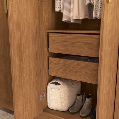 Guarda-Roupa Casal Baume 6 Portas 2 Gavetas Canela - Kappesberg