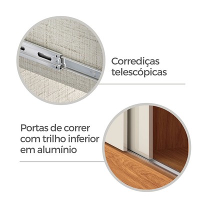 Guarda-Roupa Casal Capri 3 Portas 4 Gavetas Flex Cinamomo/Grafite/Off White - Fellicci