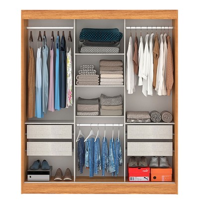 Guarda-Roupa Casal Capri 3 Portas 4 Gavetas Flex Cinamomo/Grafite/Off White - Fellicci