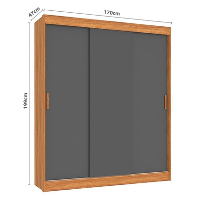 Guarda-Roupa Casal Capri 3 Portas 4 Gavetas Flex Cinamomo/Grafite/Off White - Fellicci