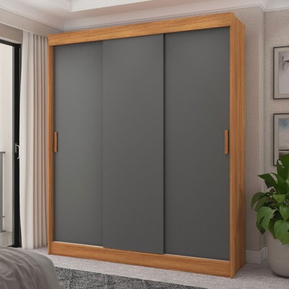 Guarda-Roupa Casal Capri 3 Portas 4 Gavetas Flex Cinamomo/Grafite/Off White - Fellicci