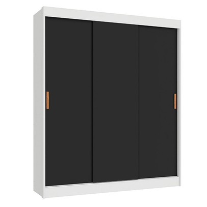Guarda-Roupa Casal Capri 3 Portas 4 Gavetas Flex Branco/Preto - Fellicci